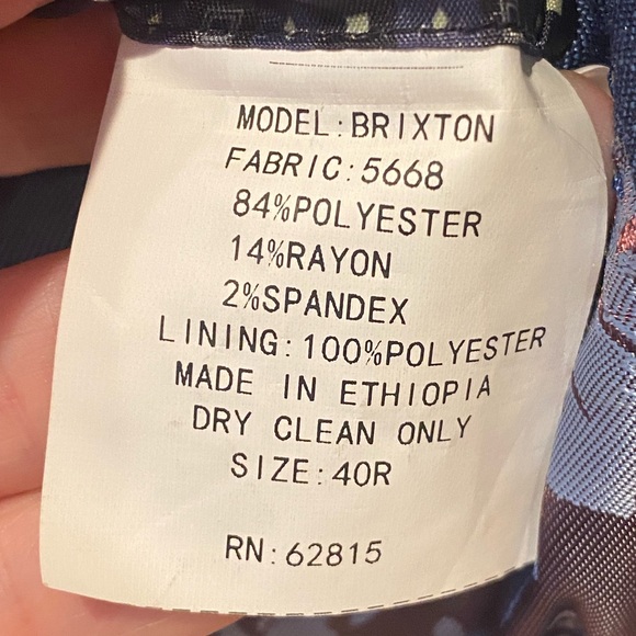 Nordstrom Savile Row 2 Piece Suit Blue 2 Button Jacket Pants 40R - Picture 13 of 14